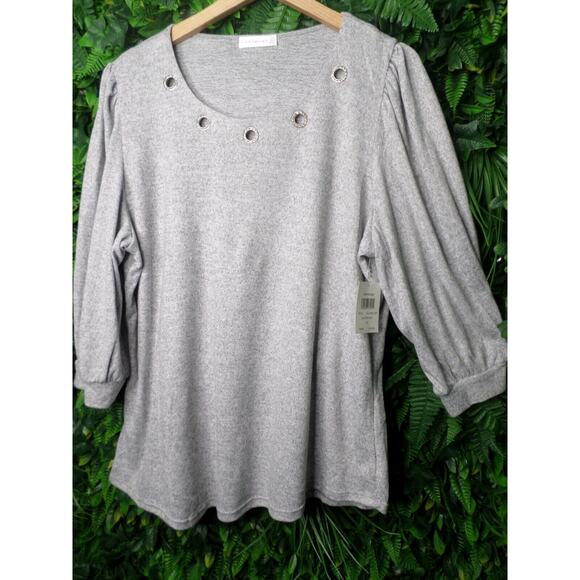 RETRELOGY Tops Women 2XL Gray Balloon Sleeve Blouse Stone Jeweled NWT 0013 - Picture 7 of 14